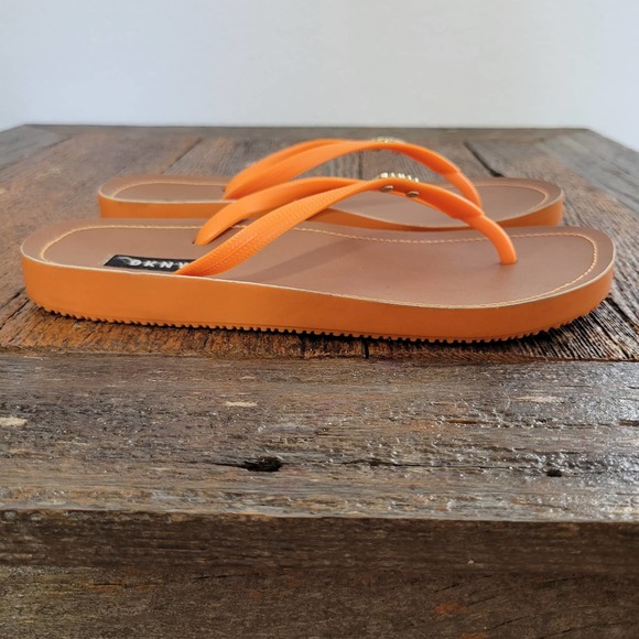 Dkny Shoes - DKNY  'Madi' Orange Flip Flop Logo Thong Sandals